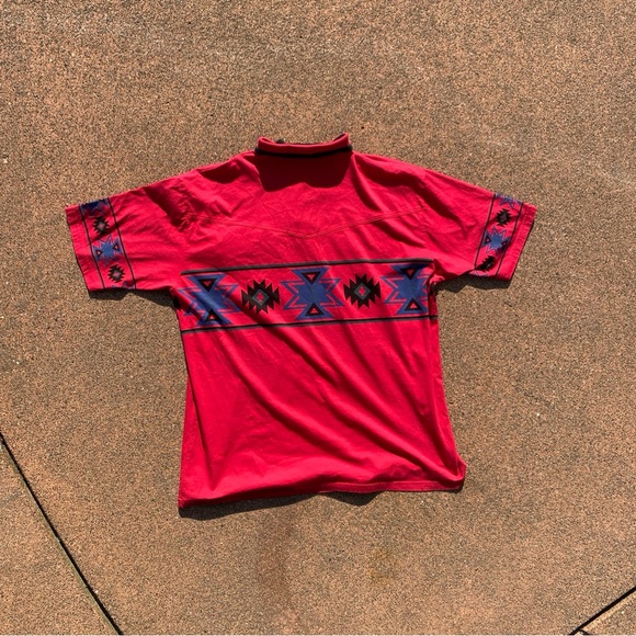 Western Print Collard Cripple Creek VTG Shirt XXL Measurement Red - Picture 5 of 5